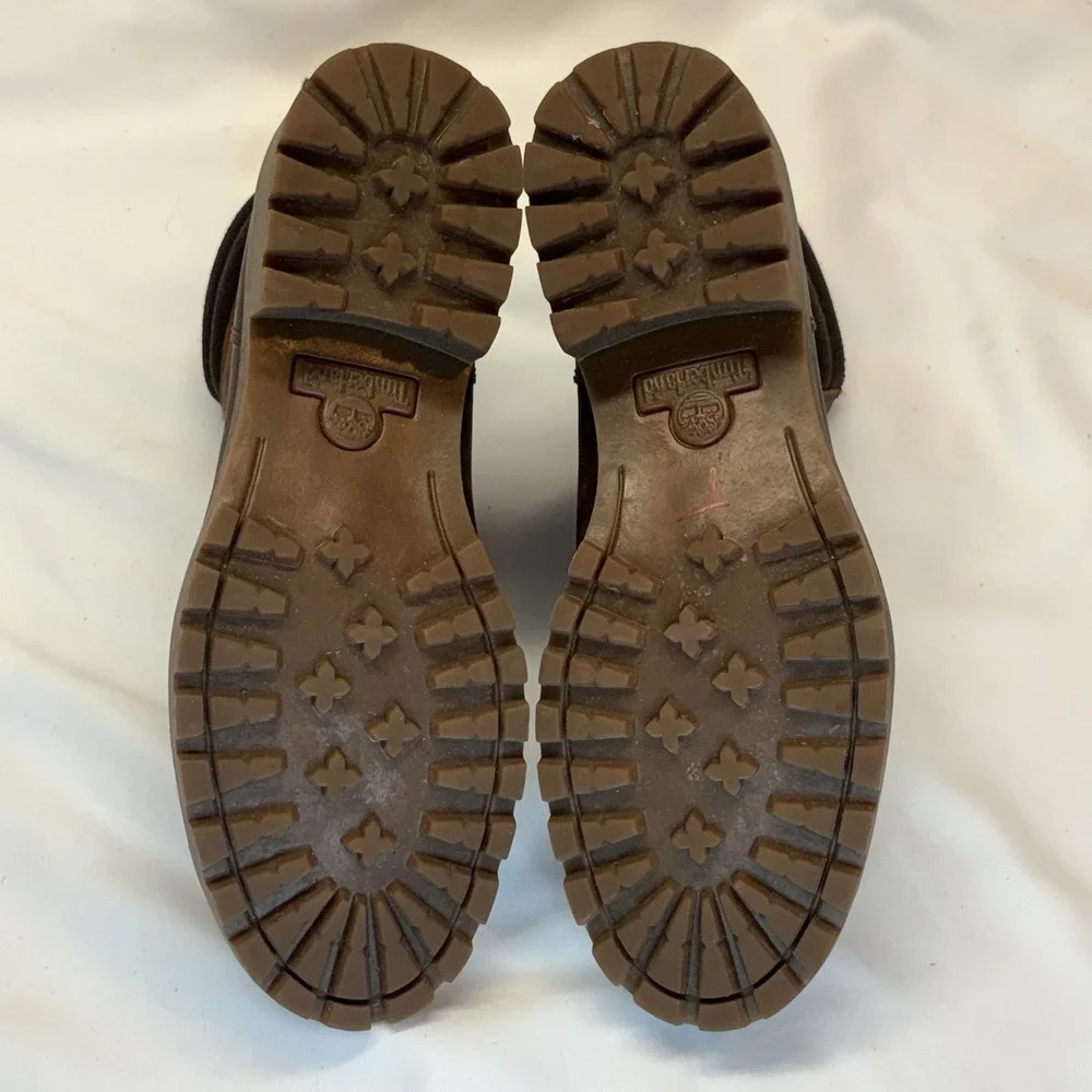 Timberland Boots Womens 7.5 Brown Leather Ellendale Ankle Combat Hiking Lug Sole